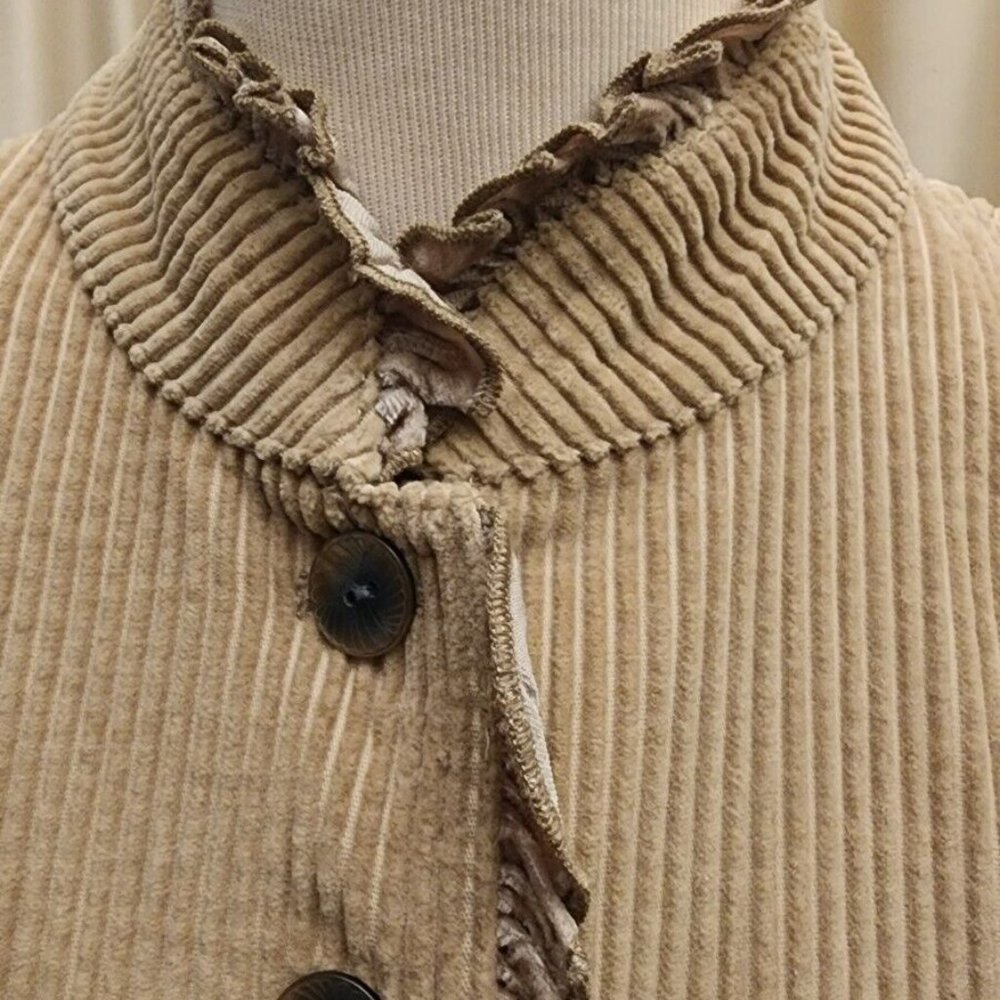 J Jill Tan Corduroy 2 Pocket Button Up Blazer Jacket Size MP - Picture 3 of 10